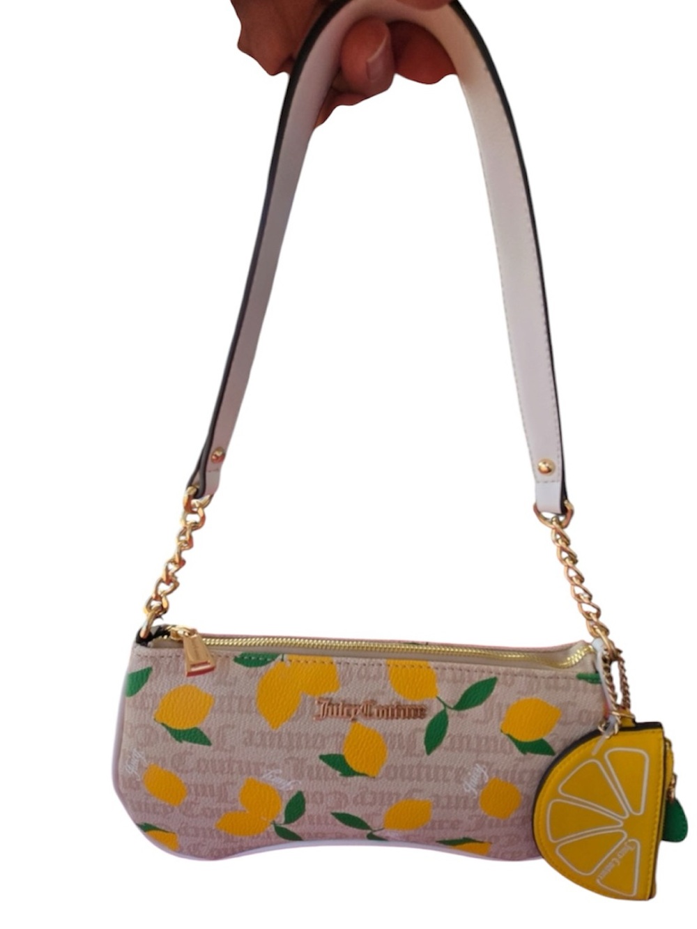 Juicy Couture- 🍋 NWT! Lemon Print Shoulder Bag in Yellow and Cream w/Coin Pouch